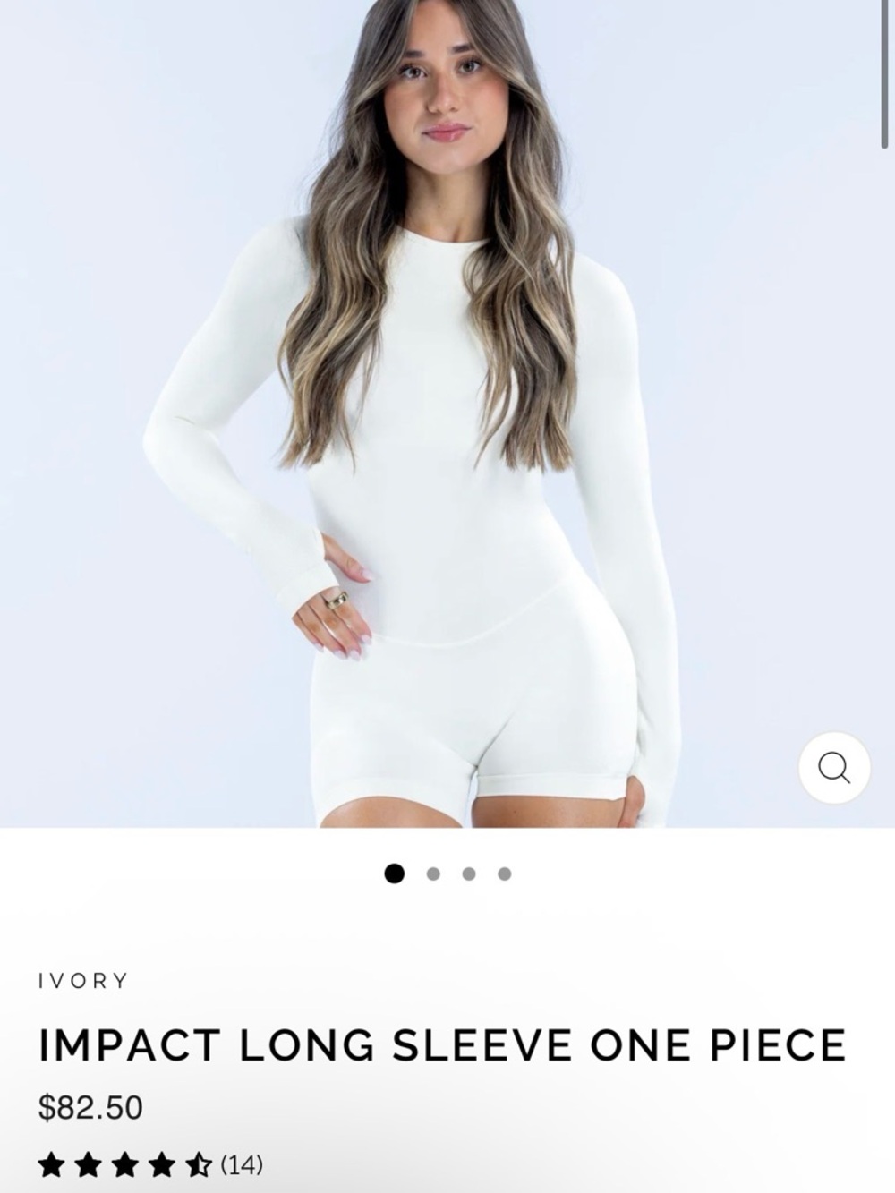 IMPACT LONG SLEEVE ONE PIECE ivory Small Tall